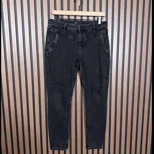 Maje Jeans Eu 42 / US 12 Black High Rise Slim Straight Charcoal Denim Stretch